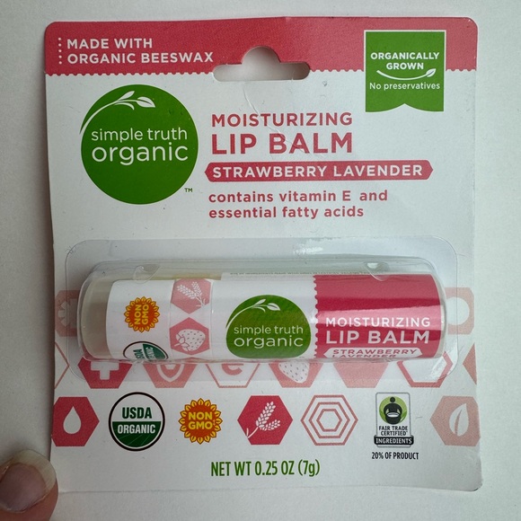 Simple Truth Organic Strawberry Lavender Lip Balm New - Picture 1 of 3